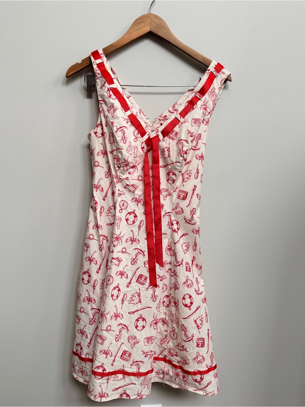 Hell Bunny Pink and Red Nautical Print Dress